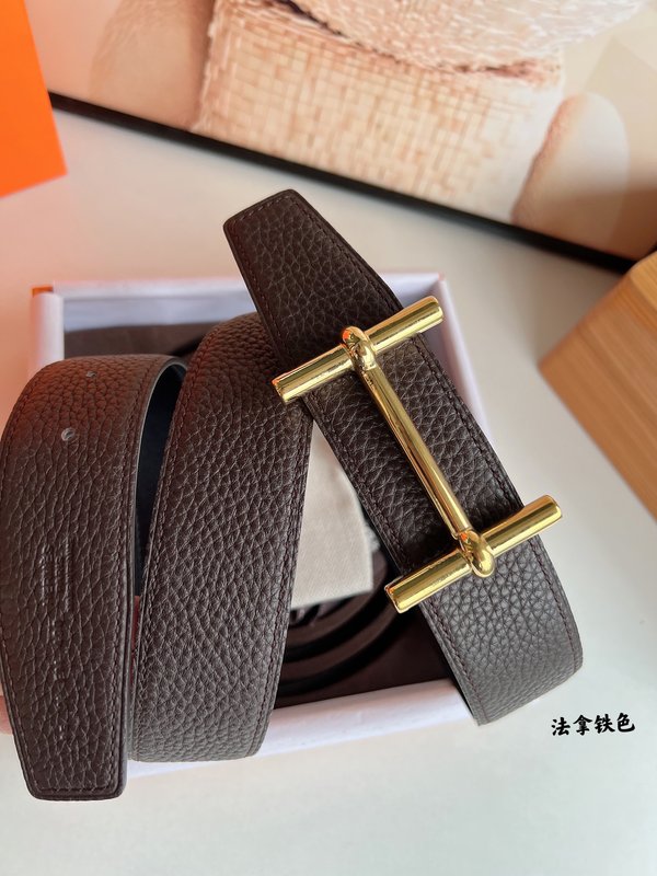 에르메스 남성 양면 가죽 벨트 38mm 메탈 버클 001-220630