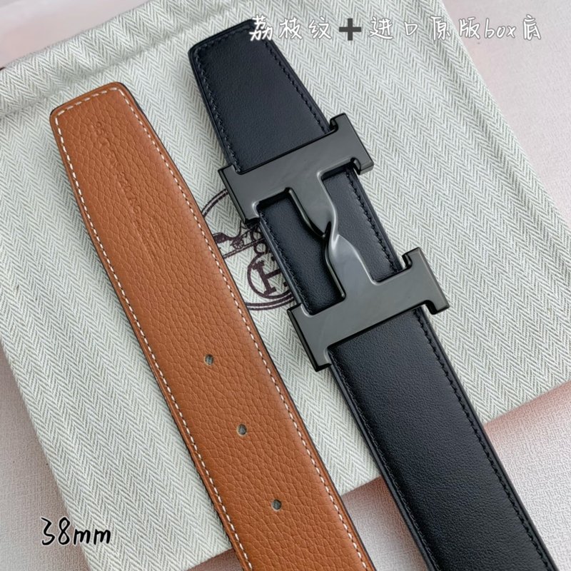 에르메스 양면 소 가죽 벨트 38mm H 버클 001-220647