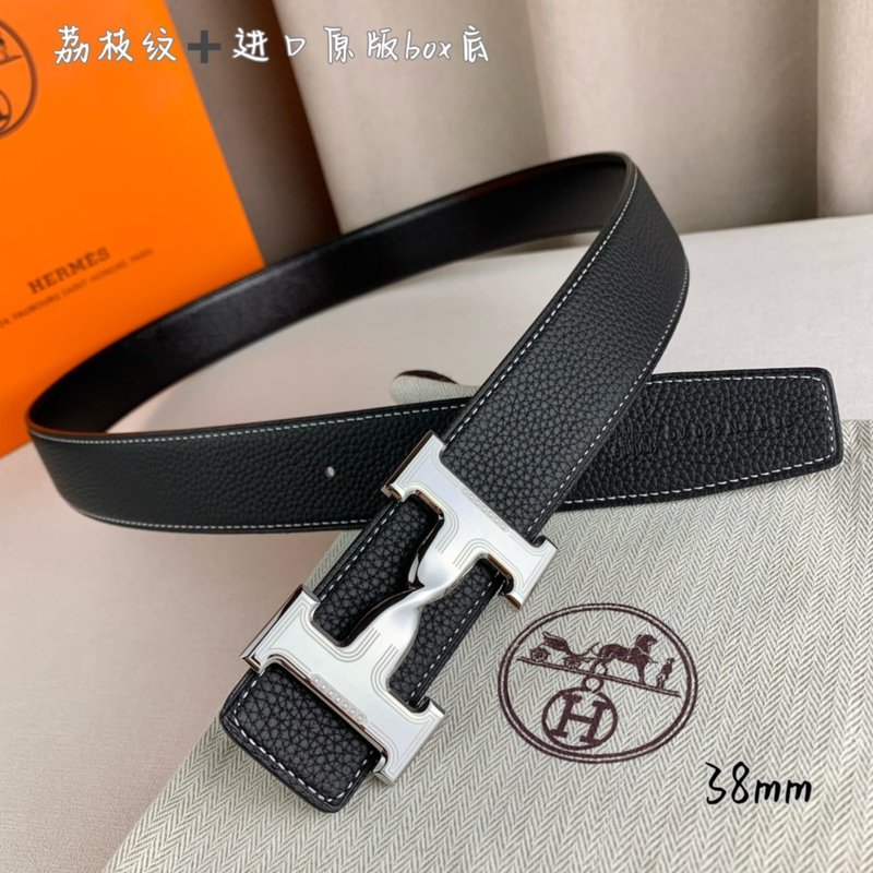에르메스 클래식 블랙 벨트 실버 버클 38mm 001-220659