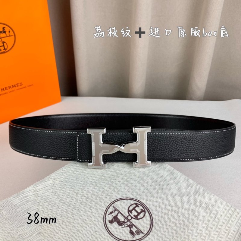 에르메스 클래식 블랙 벨트 실버 버클 38mm 001-220659