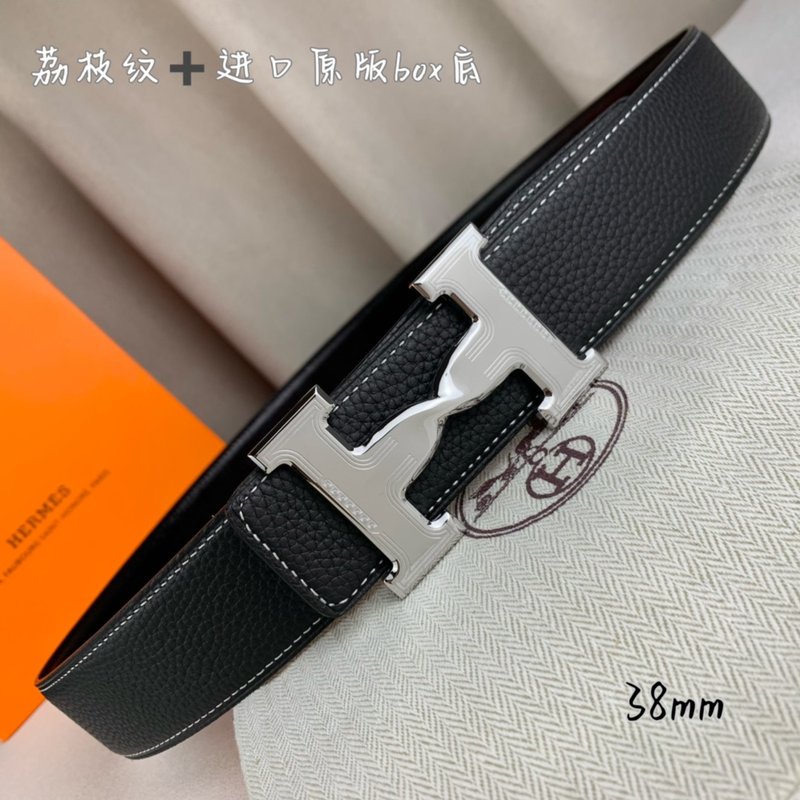 에르메스 클래식 블랙 벨트 실버 버클 38mm 001-220659