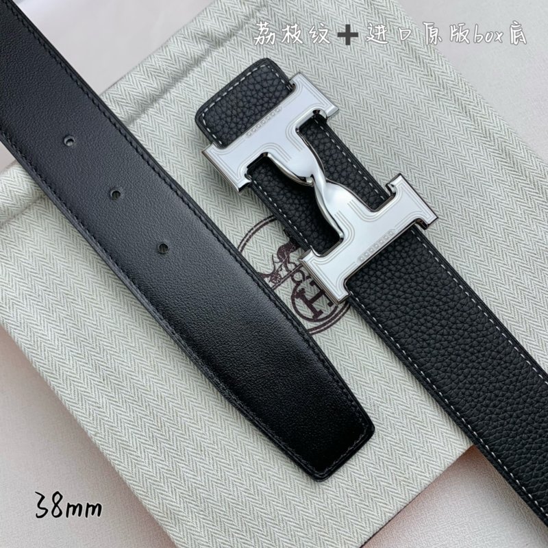 에르메스 클래식 블랙 벨트 실버 버클 38mm 001-220659