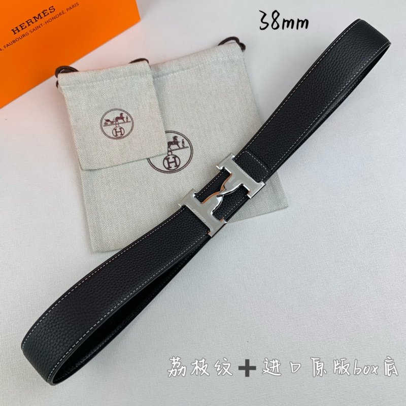 에르메스 클래식 블랙 벨트 실버 버클 38mm 001-220659