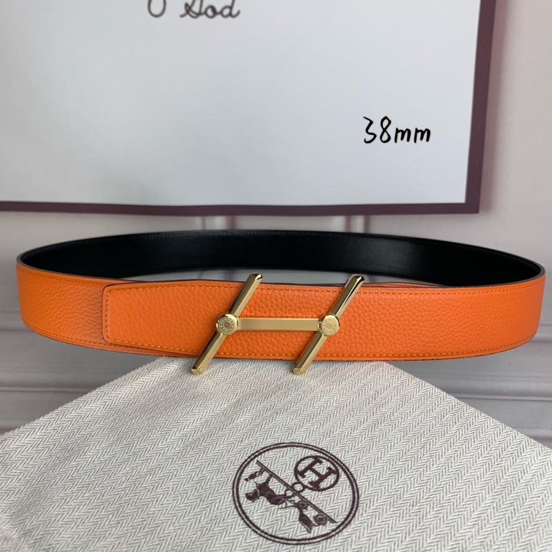 에르메스 양면 H 버클 벨트 38mm 오렌지 블랙 001-220692