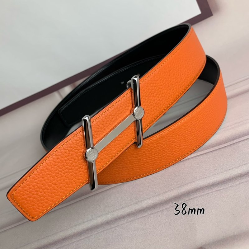 에르메스 양면 H 버클 벨트 38mm 오렌지 블랙 001-220692