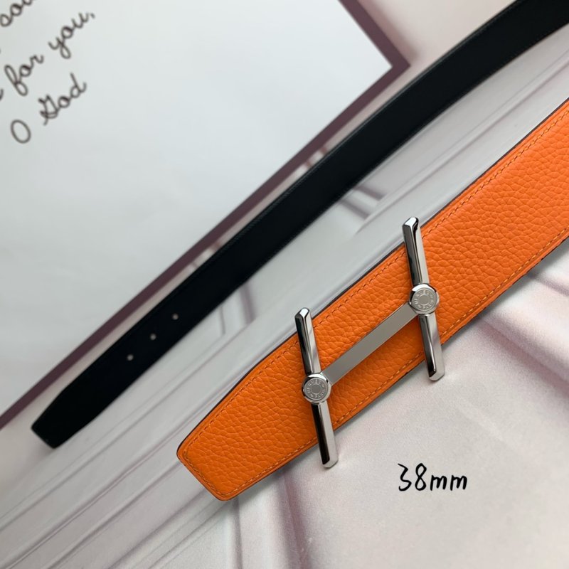 에르메스 양면 H 버클 벨트 38mm 오렌지 블랙 001-220692