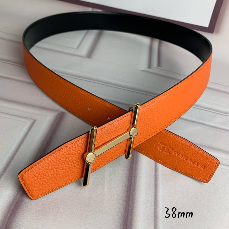 에르메스 양면 H 버클 벨트 38mm 오렌지 블랙 001-220692
