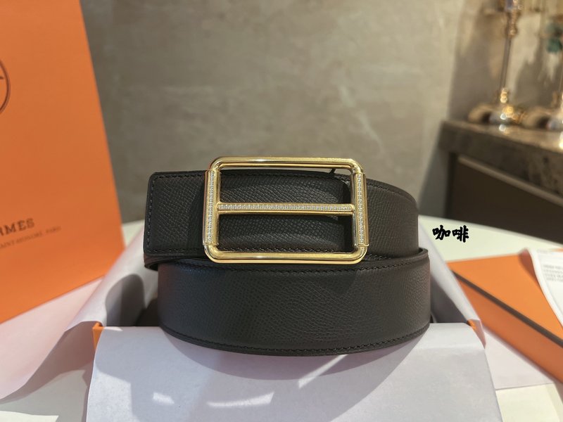 에르메스 블랙 가죽 벨트 3.8cm 001-220721