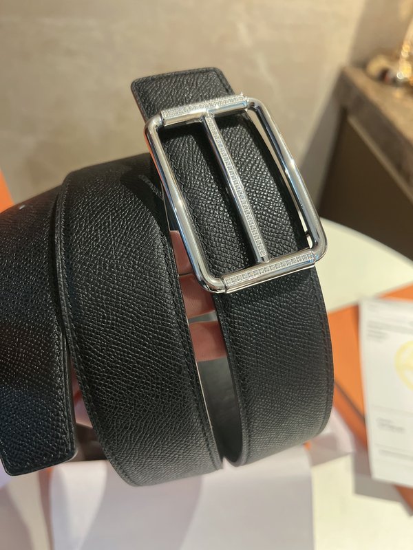 에르메스 블랙 가죽 벨트 3.8cm 폭 001-220722
