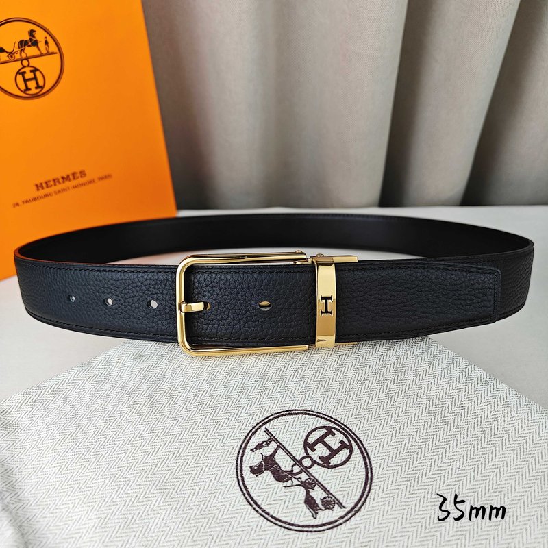 에르메스 블랙 리치 그레인 핀 버클 벨트 35mm 001-220769