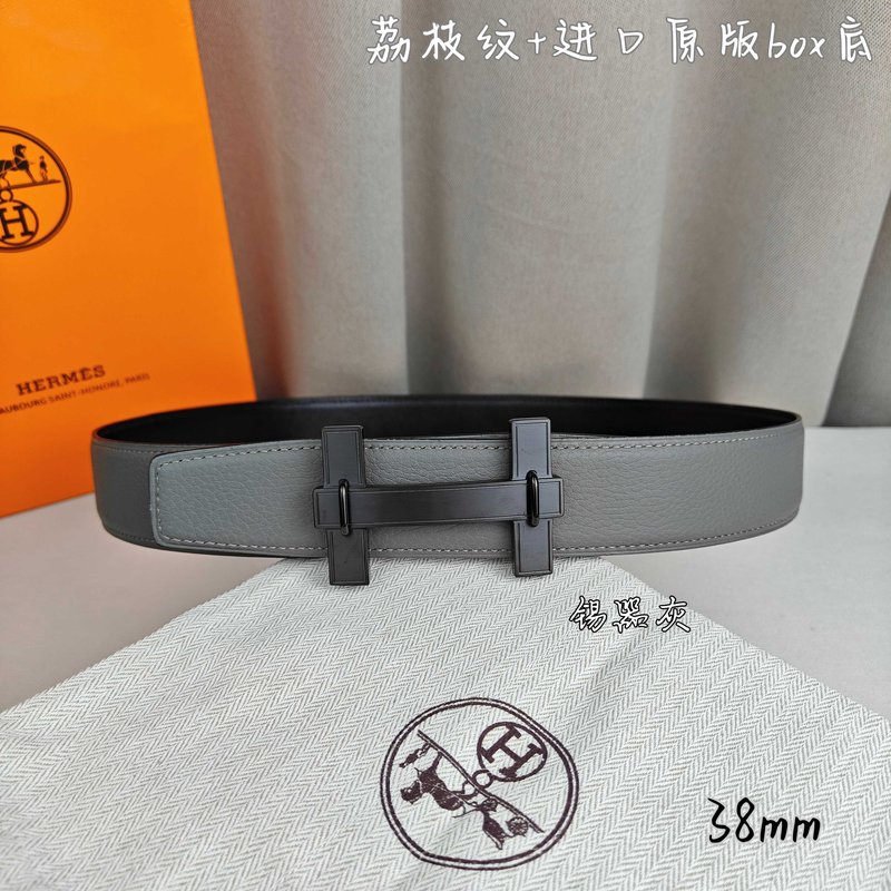 에르메스 양면 소 가죽 벨트 38mm 브러쉬 버클 001-220771