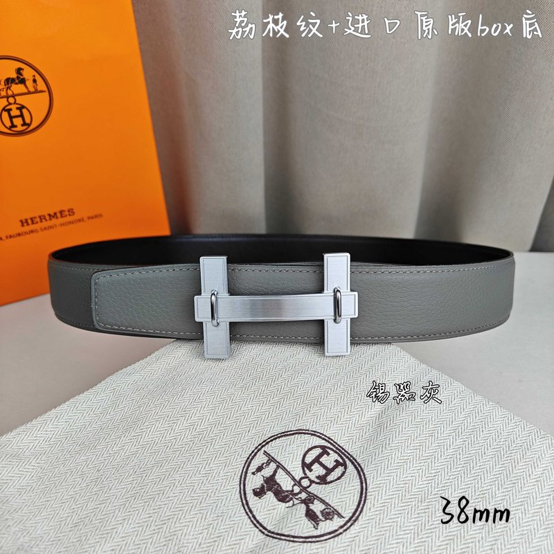 에르메스 양면 소 가죽 벨트 38mm 브러쉬 버클 001-220771