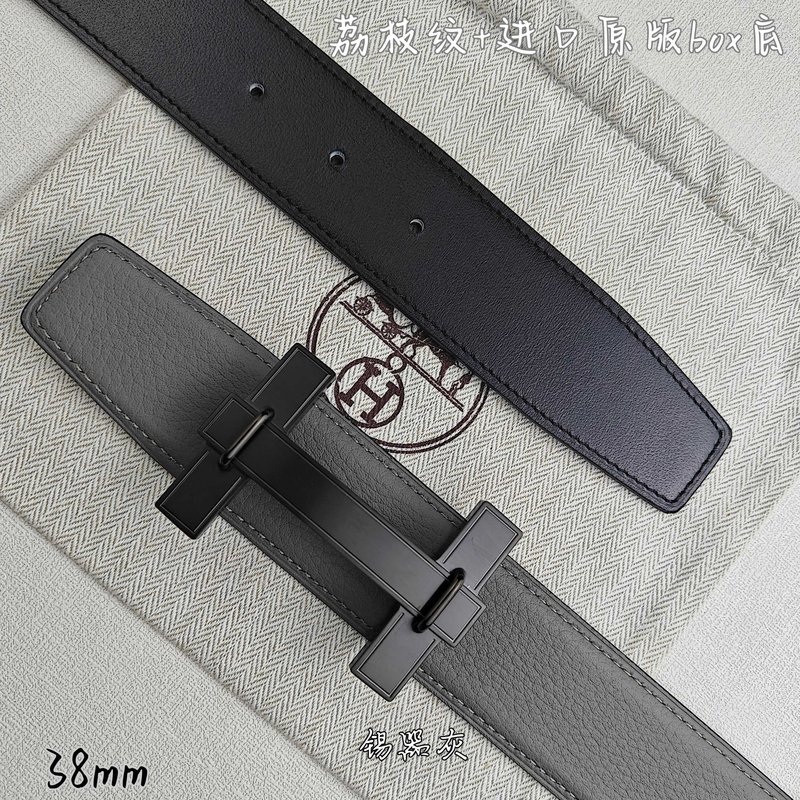 에르메스 양면 소 가죽 벨트 38mm 브러쉬 버클 001-220771