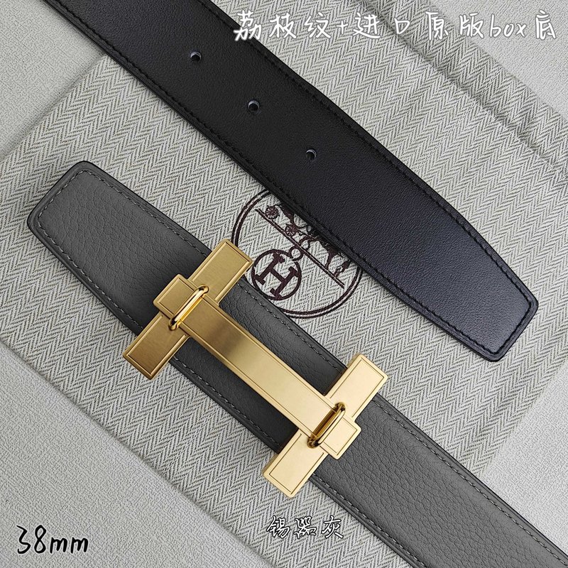 에르메스 양면 소 가죽 벨트 38mm 브러쉬 버클 001-220771