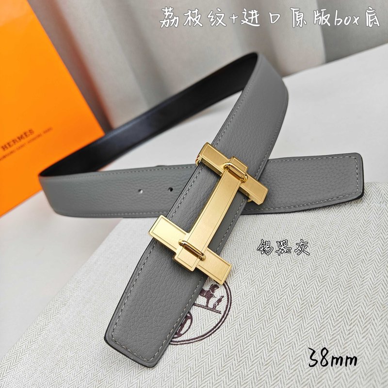 에르메스 양면 소 가죽 벨트 38mm 브러쉬 버클 001-220771