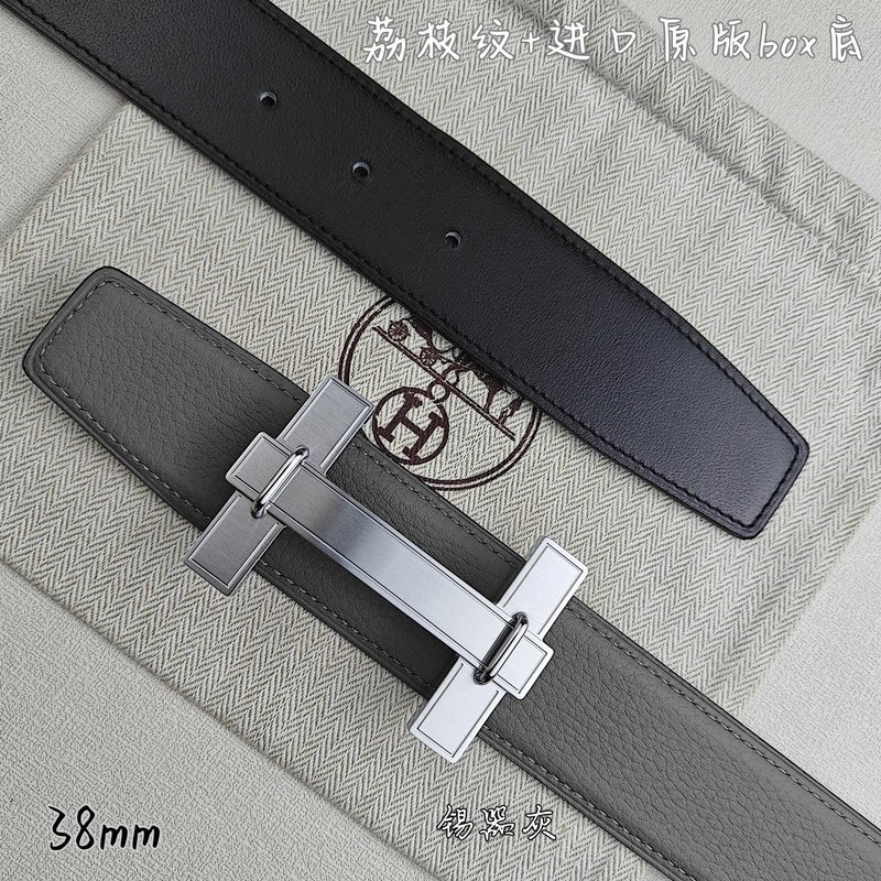 에르메스 양면 소 가죽 벨트 38mm 브러쉬 버클 001-220771
