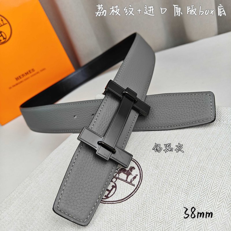 에르메스 양면 소 가죽 벨트 38mm 브러쉬 버클 001-220771