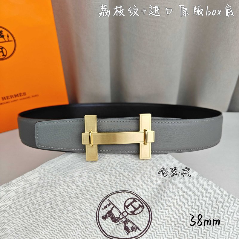 에르메스 양면 소 가죽 벨트 38mm 브러쉬 버클 001-220771