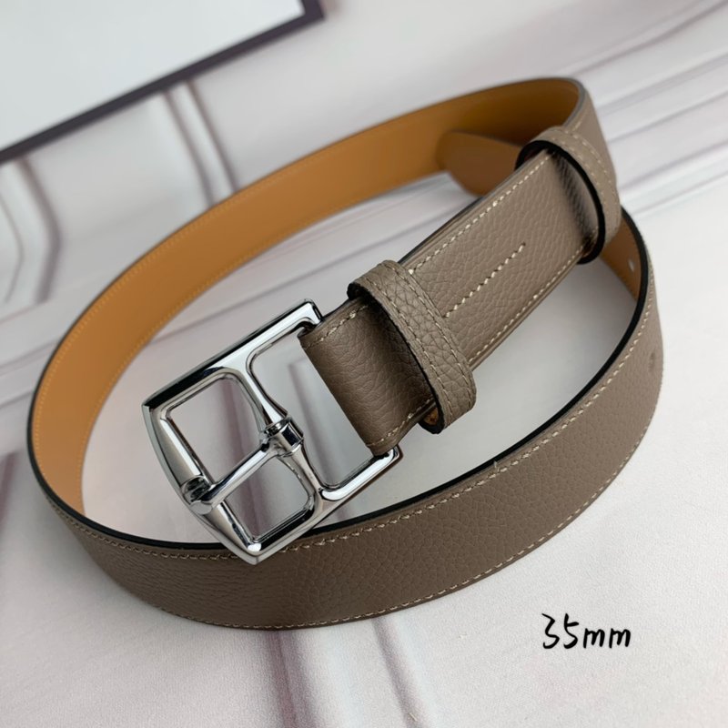 에르메스 그레이 리치 그레인 핀 버클 벨트 001-220779