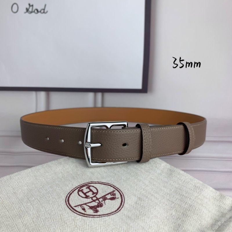 에르메스 그레이 리치 그레인 핀 버클 벨트 001-220779
