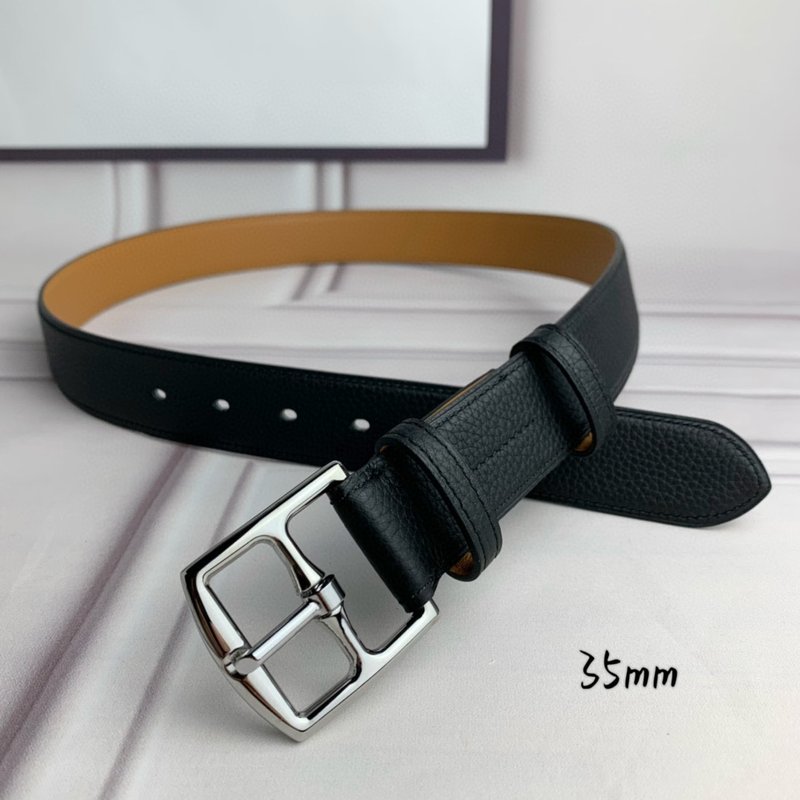 에르메스 블랙 리치 그레인 핀 버클 벨트 001-220783