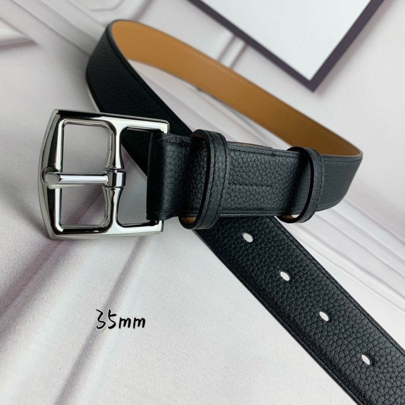 에르메스 블랙 리치 그레인 핀 버클 벨트 001-220783