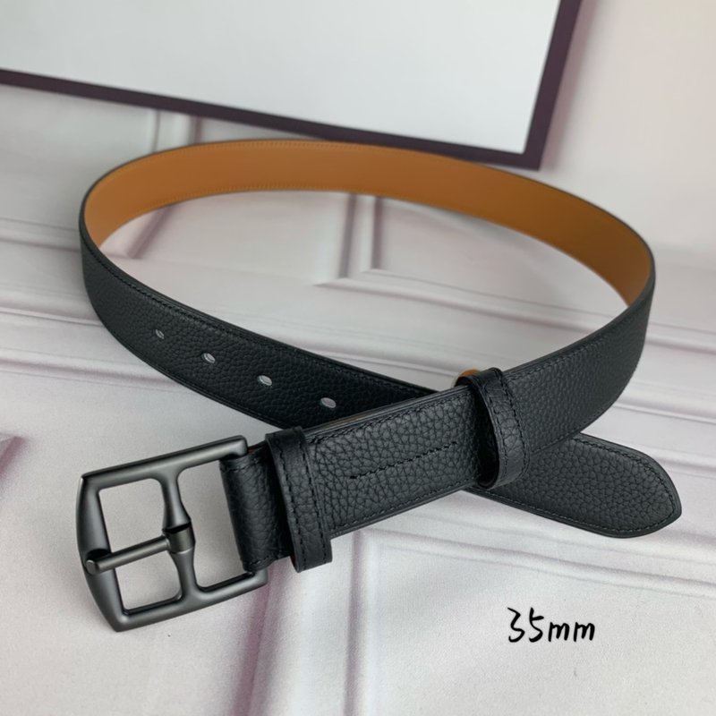 에르메스 블랙 리치 그레인 핀 버클 벨트 001-220784