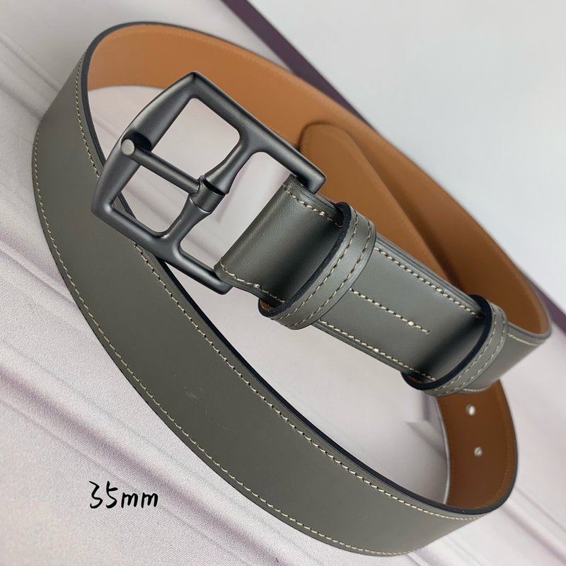 에르메스 그레이 핀 버클 벨트 35mm 수입 소 가죽 001-220802