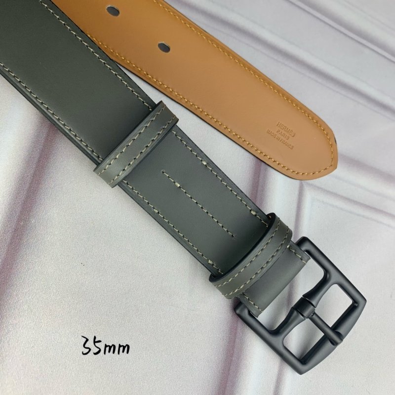 에르메스 그레이 핀 버클 벨트 35mm 수입 소 가죽 001-220802