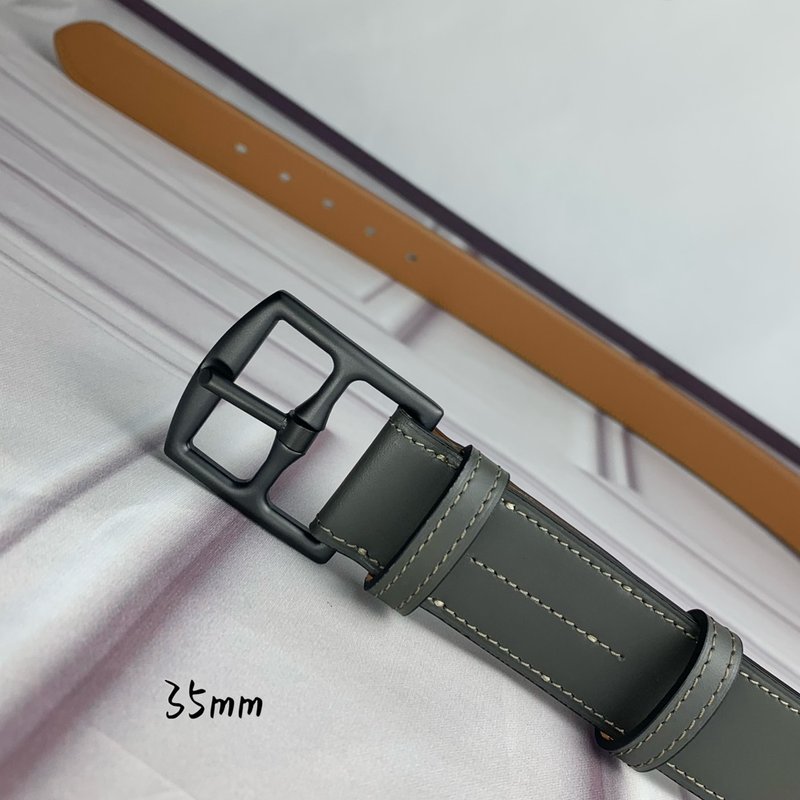 에르메스 그레이 핀 버클 벨트 35mm 수입 소 가죽 001-220802