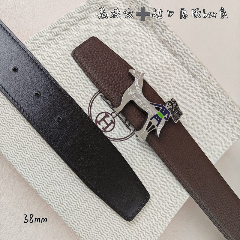 에르메스 양면 소가죽 H 버클 벨트 38mm 001-220804