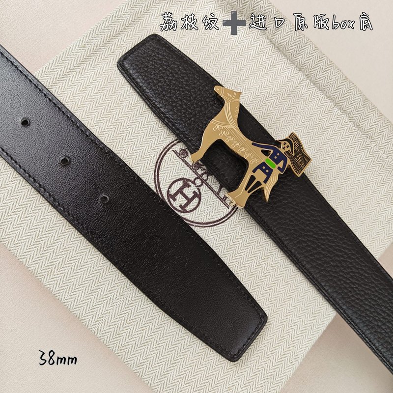 에르메스 양면 H 버클 벨트 38mm 블랙 리치 그레인 001-220805
