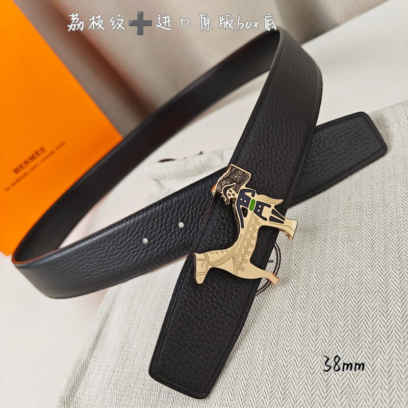 에르메스 양면 H 버클 벨트 38mm 블랙 리치 그레인 001-220805