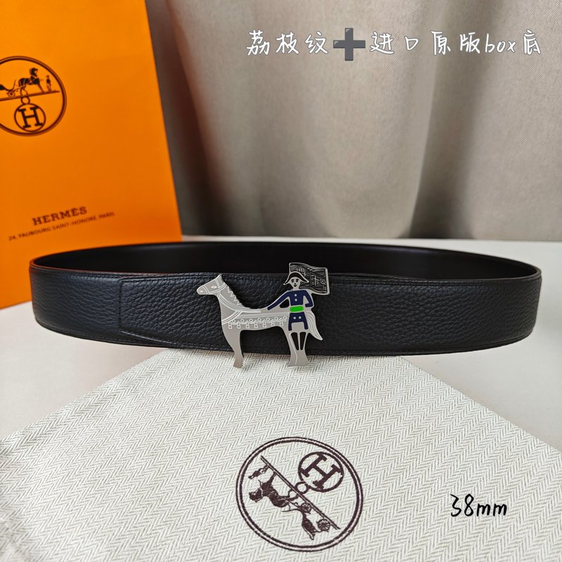 에르메스 양면 H 버클 벨트 38mm 블랙 리치 그레인 001-220805