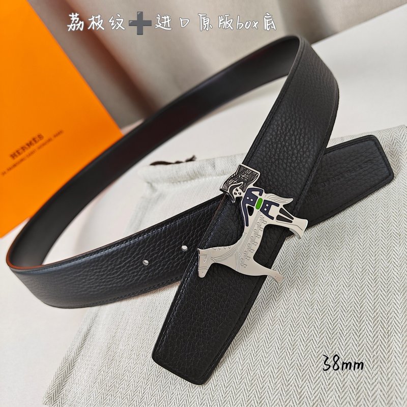 에르메스 양면 H 버클 벨트 38mm 블랙 리치 그레인 001-220805