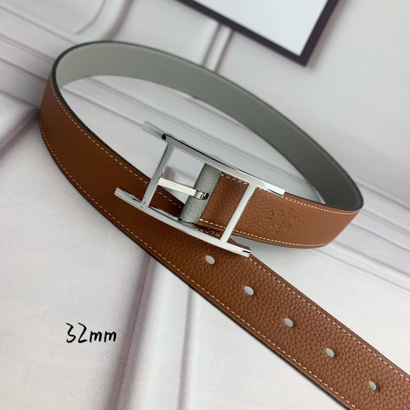 에르메스 양면 라이치 그레인 핀 버클 벨트 32mm 001-220813