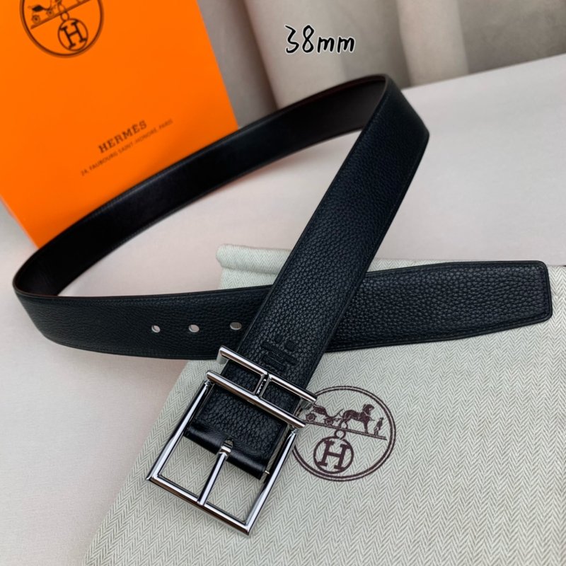 에르메스 블랙 토고 평면 양면 핀 버클 벨트 001-220825