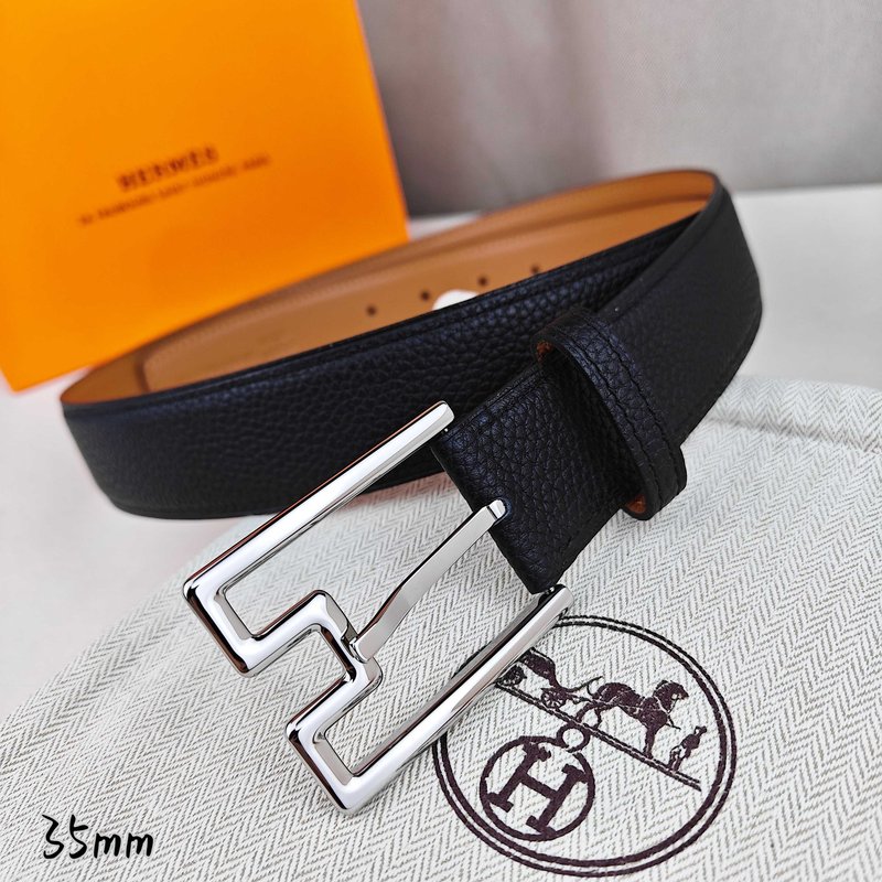 에르메스 블랙 리치 그레인 핀 버클 벨트 001-220856