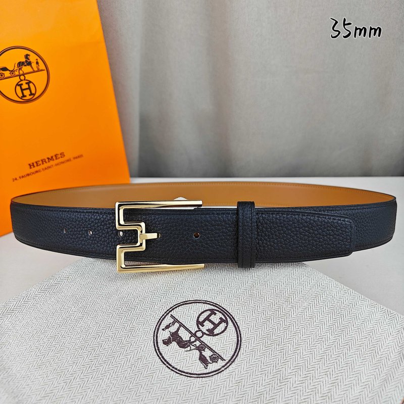 에르메스 블랙 리치 그레인 핀 버클 벨트 001-220856