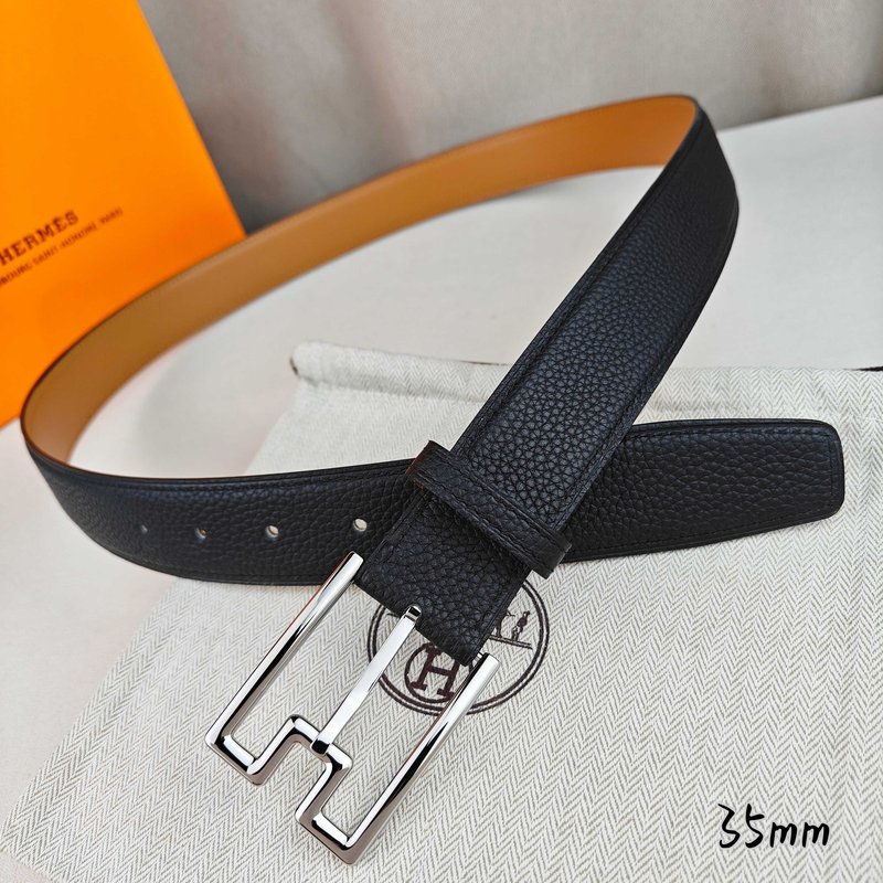 에르메스 블랙 리치 그레인 핀 버클 벨트 001-220856