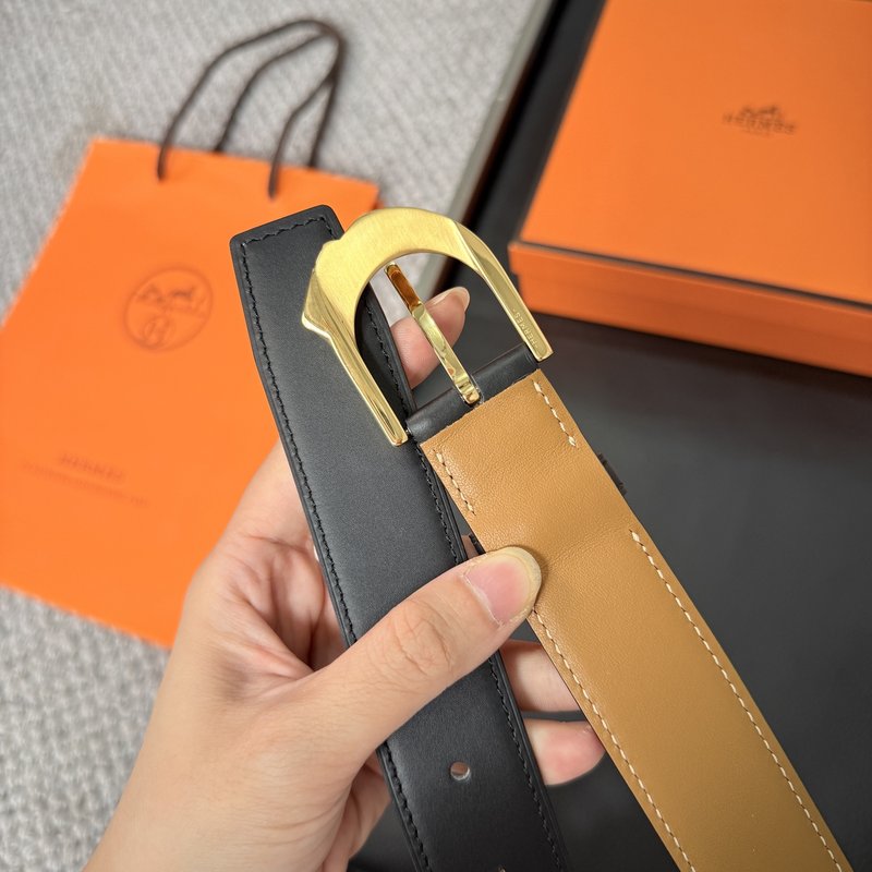 에르메스 박스/토고 소고기 양면 벨트 32mm 팔라듐 001-220898