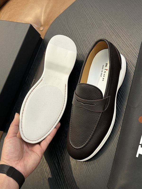 Kiton 남성 송아지 가죽 운동화 001-221620