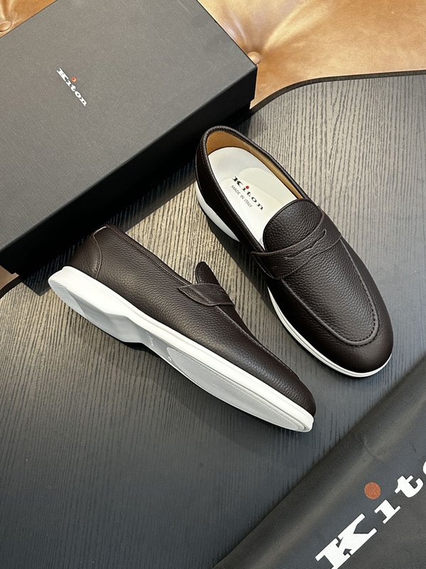 Kiton 남성 송아지 가죽 운동화 001-221620