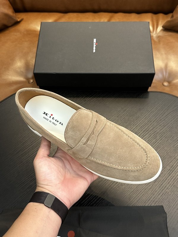 Kiton 남성 송아지 가죽 스니커즈 001-221627