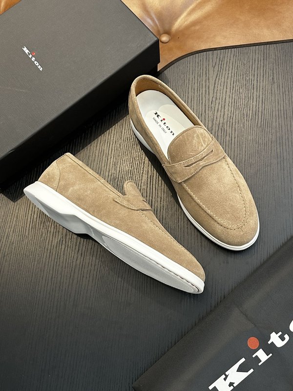 Kiton 남성 송아지 가죽 스니커즈 001-221627