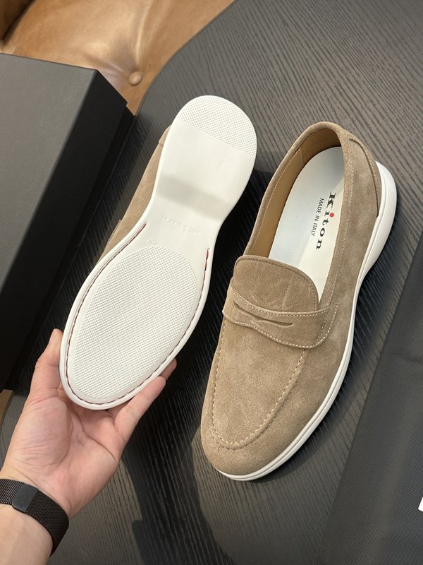Kiton 남성 송아지 가죽 스니커즈 001-221627