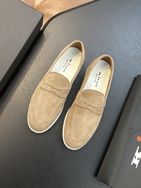 Kiton 남성 송아지 가죽 스니커즈 001-221627