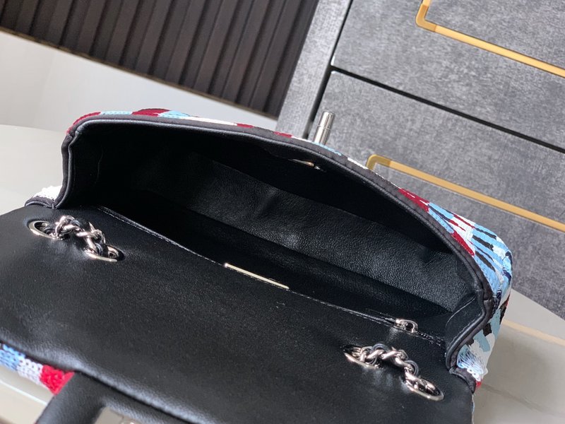 레인보우 스팽글 자수 핸드백 001-222966