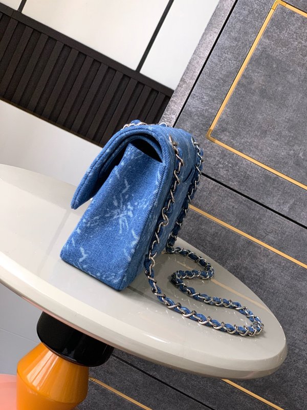 스노우 블루 데님 체인 숄더백 001-223077