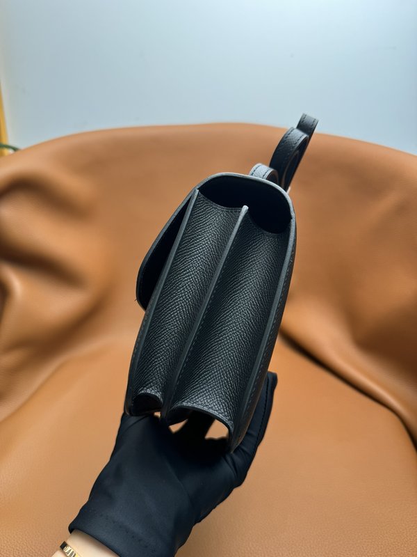 에르메스 콩콩 19cm 블랙실버 엡솜 가죽 핸드백 001-224307